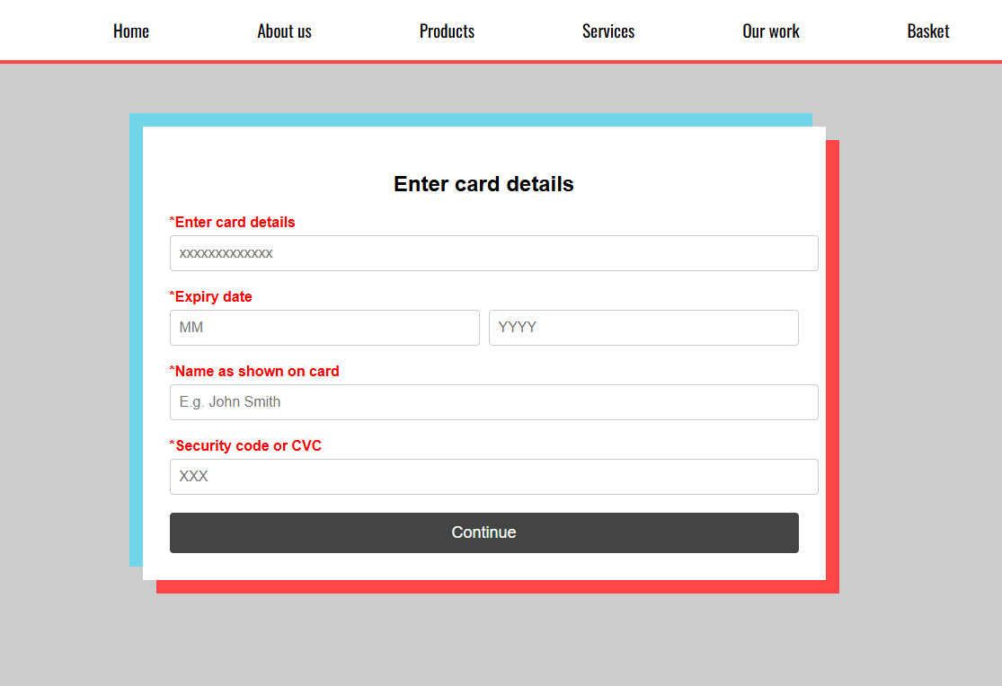 Checkout page